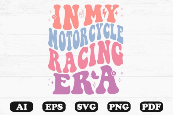 In My Motorcycle Racing Era Retro Wavy S for Graphics and Crafts